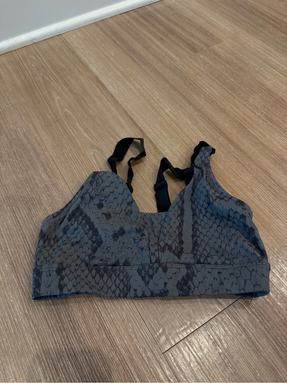 Varley Gray Snake-Print Sports Bra